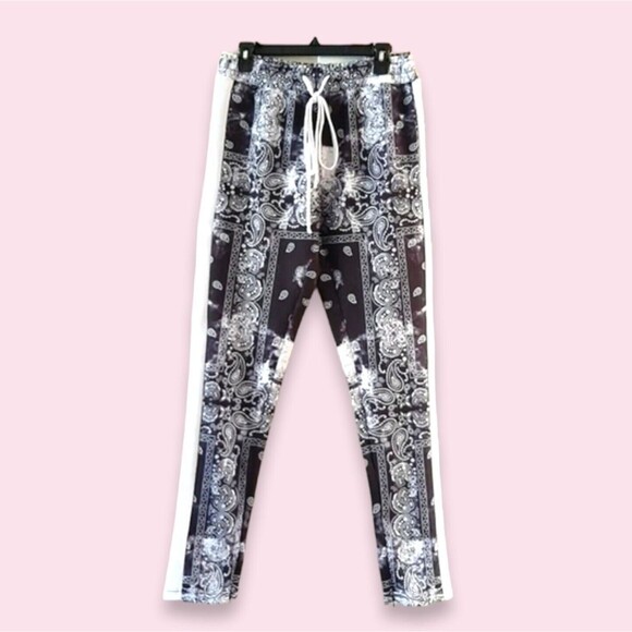 Rue 21 Joggers Pants Beached Parsley Bandana Print Blue and White Size S - Picture 1 of 13